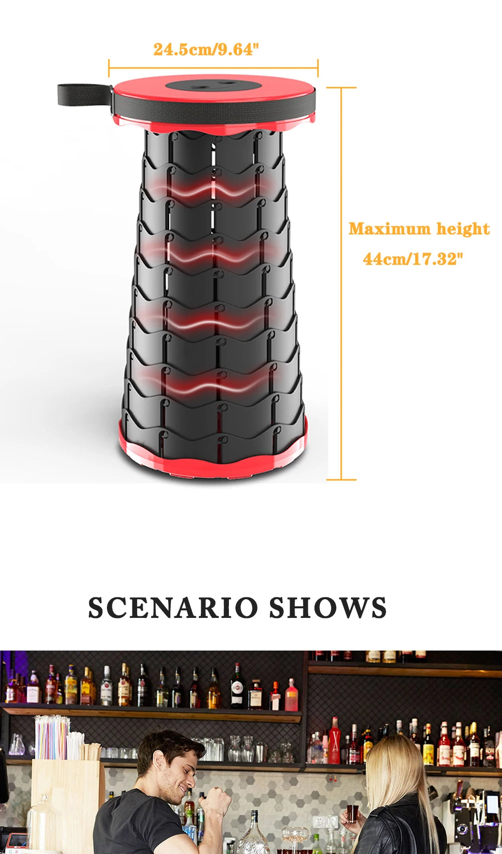 Portable Folding Telescopic Stool Lightweight Plastic Subway Queuing Chair Outdoor Camping Chair Fishing Seat