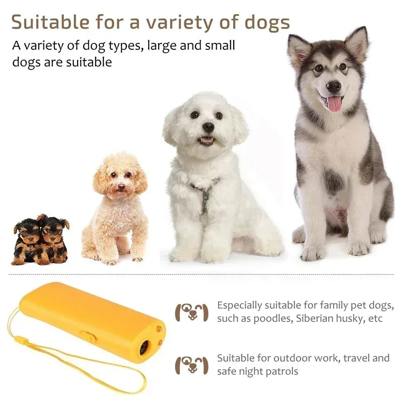 Anti Barking Stop Bark Training Device Pet Dog Repeller Trainer LED Ultrasonic 3 in 1 Anti Barking Ultrasonic Without Battery