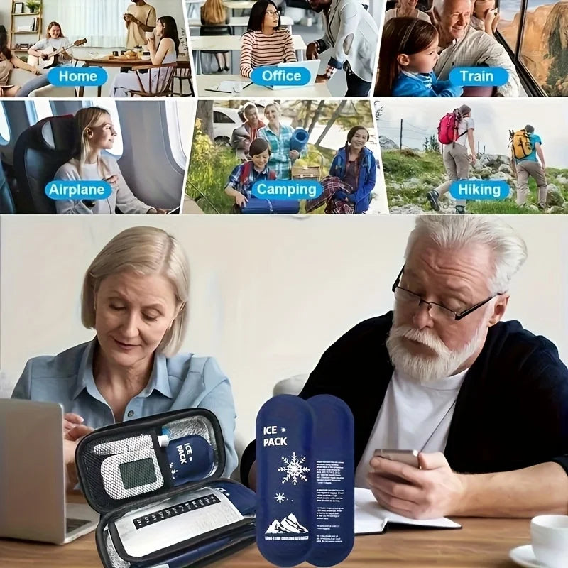 1/6pcs Portable Cooling Ice Bags with Insulin Container Gel Ice Bag Travel Set for Diabetic Outdoor Use Ice Cooler Pack Storage