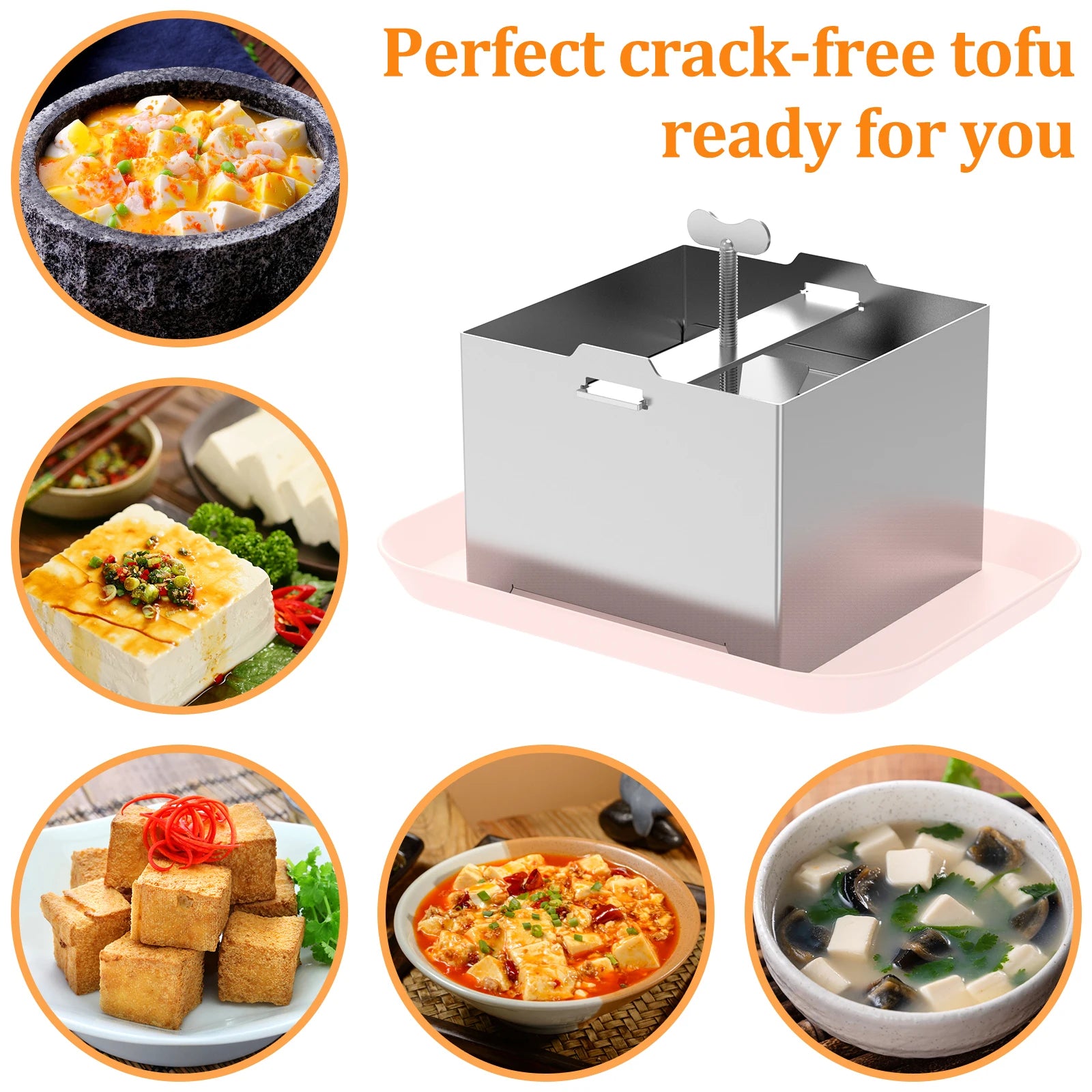Stainless Steel Tofu Mold and White Cotton Gauze Cheesecloth DetachableSoybean Curd Tofu Making Mold Kitchen Cooking Tool