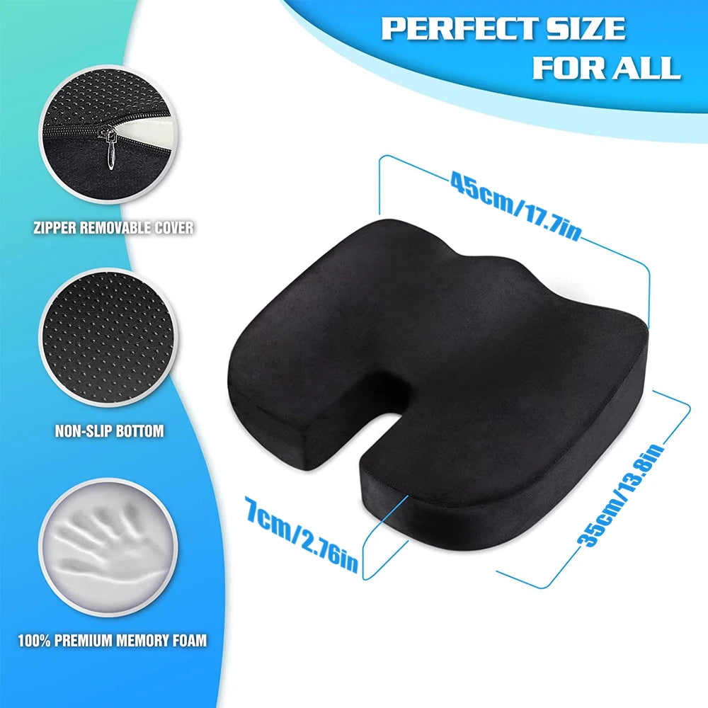 1PCS Seat Cushion Pillow for Office Chair - Memory Foam Firm Pad - Sciatica,Lower Back Pain -Contoured Posture Corrector for Car