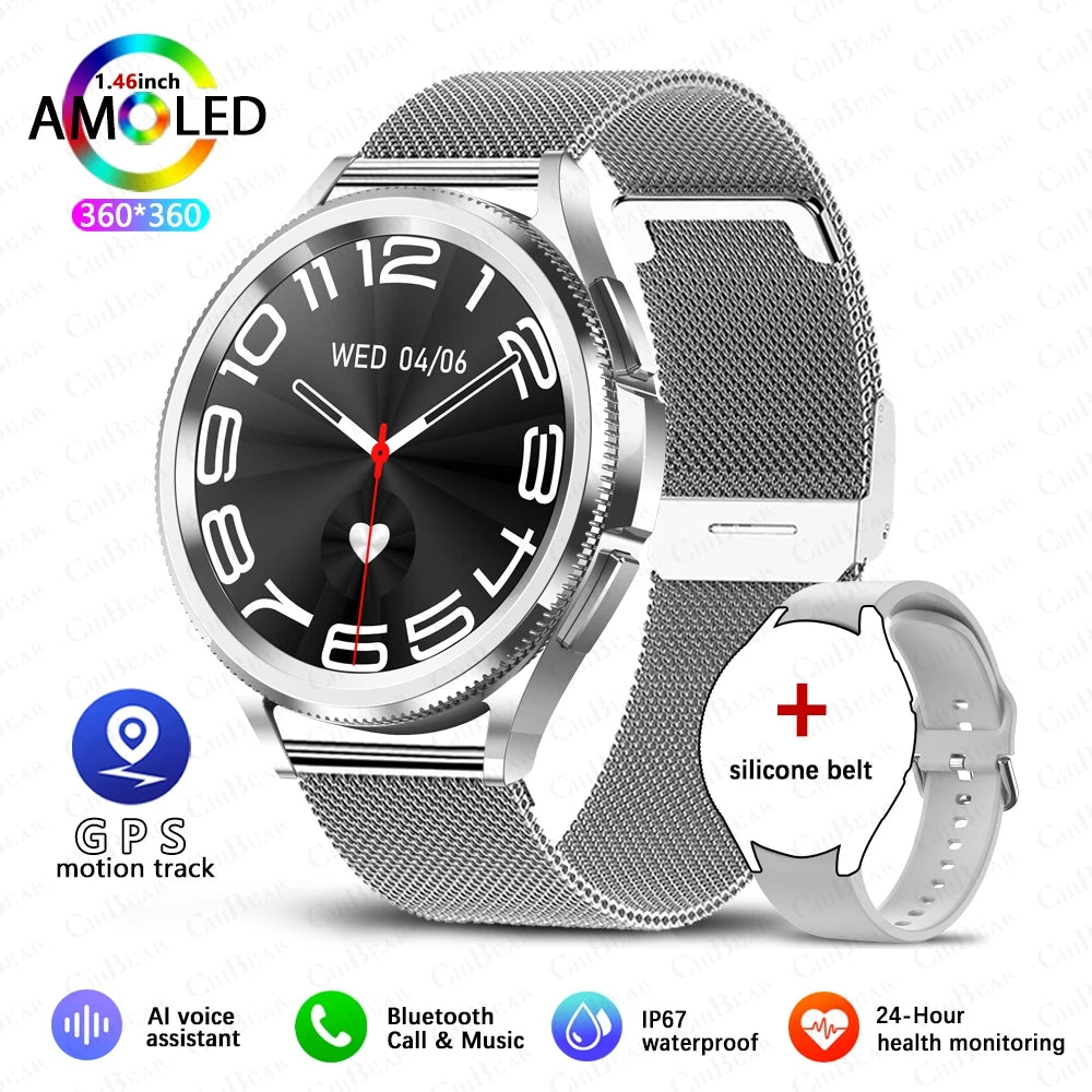 New Bluetooth Call Fashion Smart Watch 6 Classic Men's Outdoor Sports Fitness Full Screen Touch Health Monitoring Smartwatches