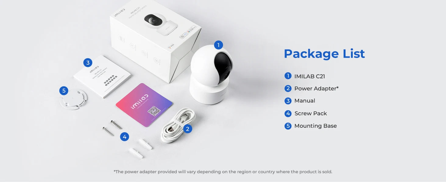 IMILAB C21 2.5K IP Security Camera MiHome App 360° Night Vision Baby Monitor with App, 2-Way Audio, AI Detection