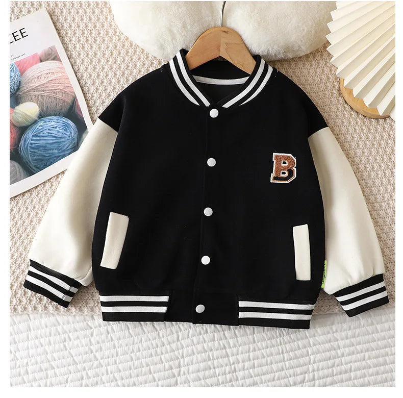 Children's Jackets 2025 Spring Boys Girls Baseball Coats New Kids Embroidered Letters Cardigan Autumn Fashion Outerwear Clothing