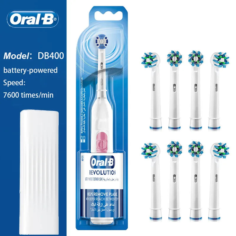 Oral B Rotation Electric Toothbrush AA Battery 7600 Rpm Cross Action Cleaning Teeth Tooth Brush with Brush Refills