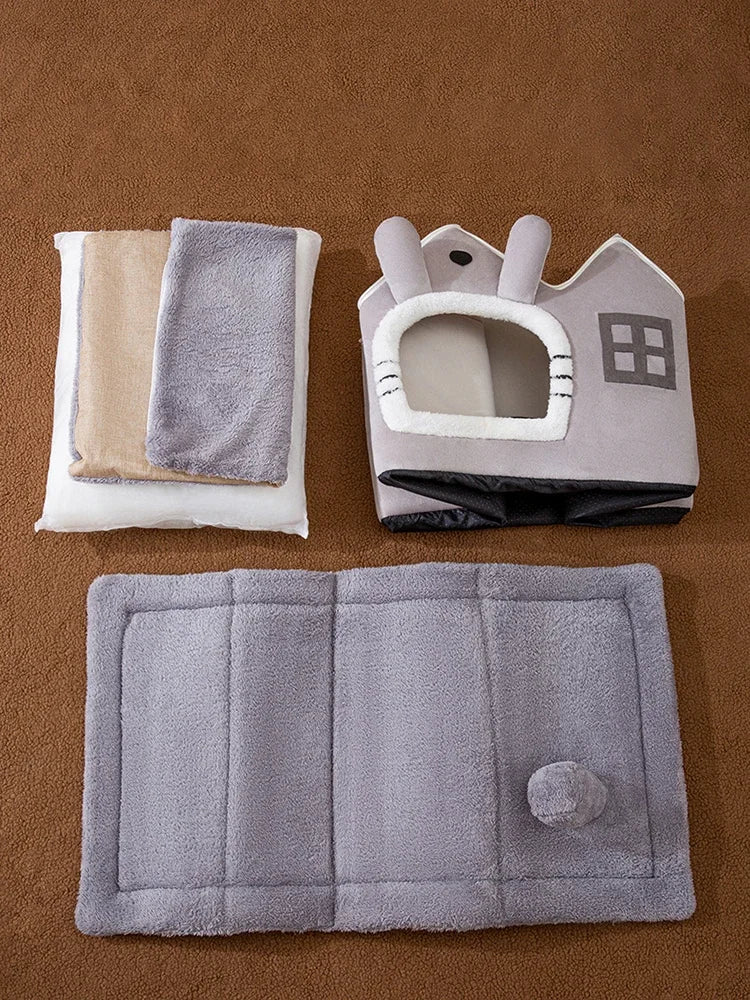 Foldable Dog House Kennel Bed Mat For Small Medium Dogs Cats Winter Warm Cat Bed Nest Pet Products Basket Pets Puppy Cave Sofa