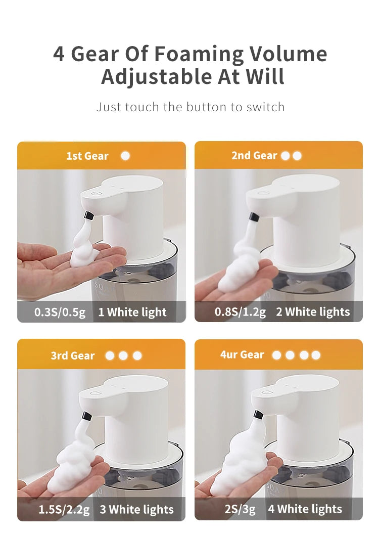 New Wall Mounted Automatic Soap Dispenser Foam Smart Hand Washing Machine 400ml Liquid Rechargeable Bathroom Induction Sensor