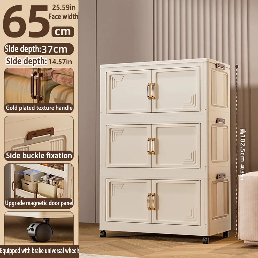 45/55/65cm Length Multifunction Folding Storage Cabinet Dustproof Wardrobe Large Capacity Sundries Cabinet