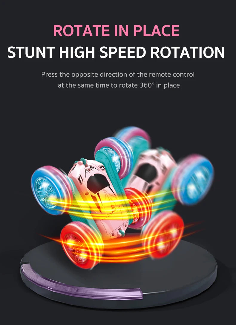 2.4G RC Stunt Car Children Double Sided Flip Remote Control Car 360 Degree Rotation Off Road Rc Drift Cars For Pink Girls Toys