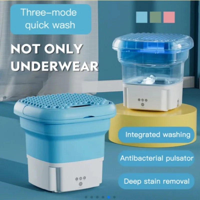 Portable folding washing machine With Spin Dryer Household Automatic Blue Light Sterilization Mini Underwear Laundry Washer