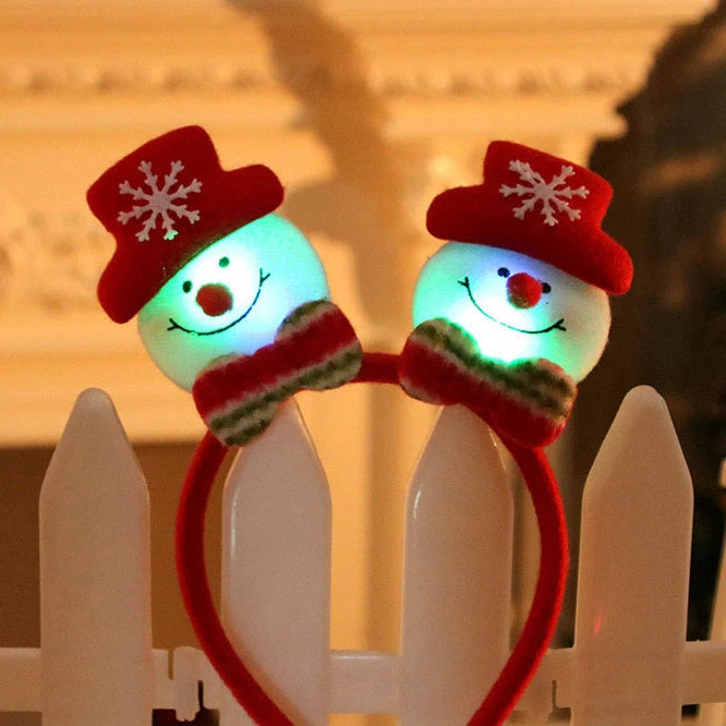Christmas Headband LED Santa Claus Hair Hoop Xmas Snowman Headpiece Halloween holiday Party Hair Accessories for Women Girls