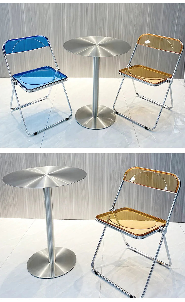 Simple Modern Industrial Style Cafe Stainless Steel Small Round Table Outdoor Leisure Round Iron Table Metal Dining Table