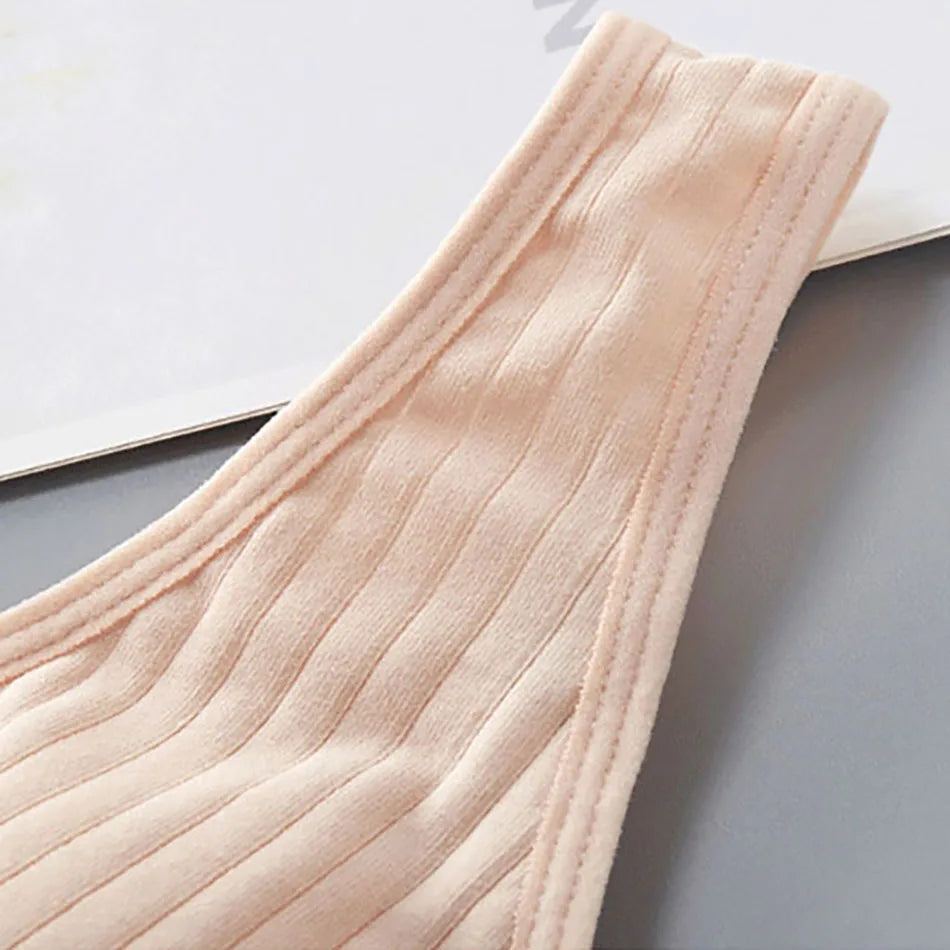 Cotton Nursing Bra for Pregnant Women Padded Ribbed Wire-Free Breathable Bralette Front Opening Breastfeeding Maternity Clothing