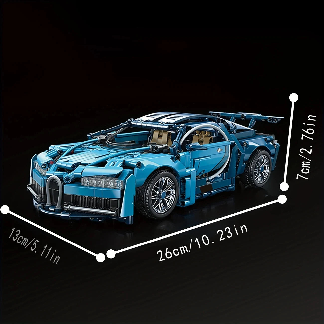 1690 Pieces Blue Sports Car Toy Model - Fashion Design, Cultivate Creativity and Hands-On Ability, Suitable for Daily Entertainment