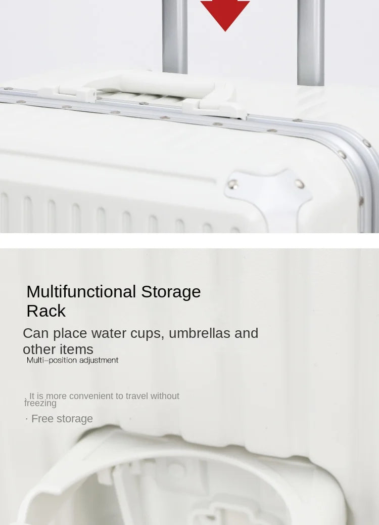 Large Capacity Travel Luggage Aluminum frame Suitcase Trolley Case 24/28/30 inch Travel Suitcase with Cup Holder Boarding Case