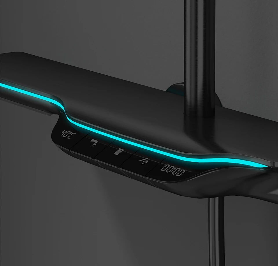 VGX Thermostatic Shower System Intelligent Digital Bathroom Shower Faucet Set Temperature Display Rainlfall Bathroom Shower Set