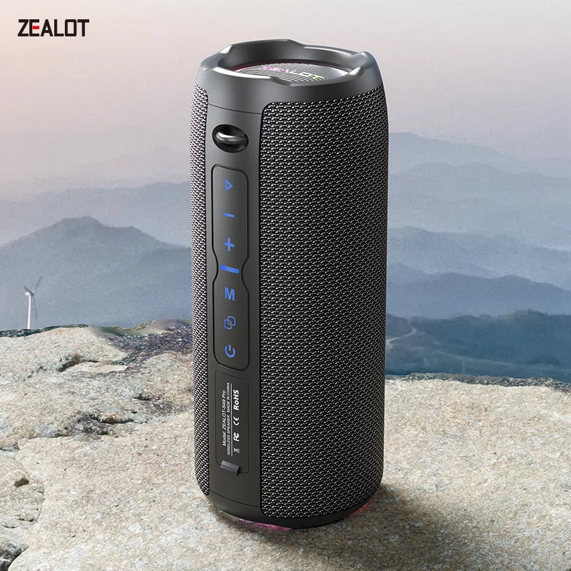 ZEALOT-S49PRO Portable Bluetooth Speaker 20W IPX6 Waterproof,Micro SD Card,AUX-in Plug,10H Playtime,RGB Light  Wireless Stereo