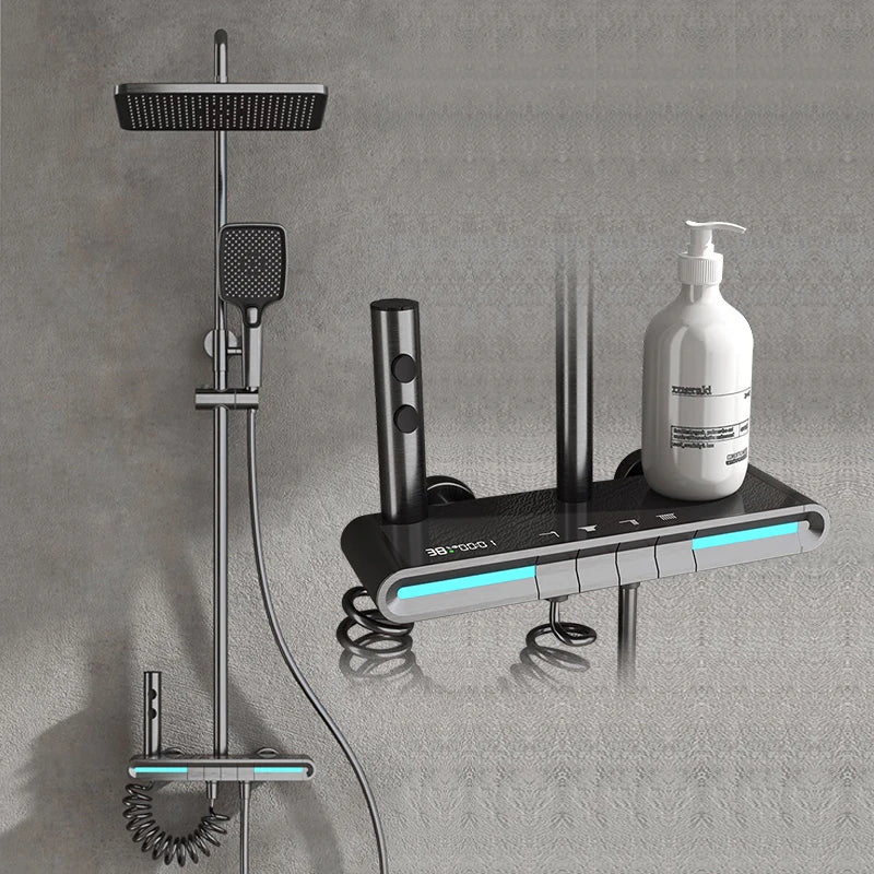 VGX Thermostatic Shower System Intelligent Digital Bathroom Shower Faucet Set Temperature Display Rainlfall Bathroom Shower Set