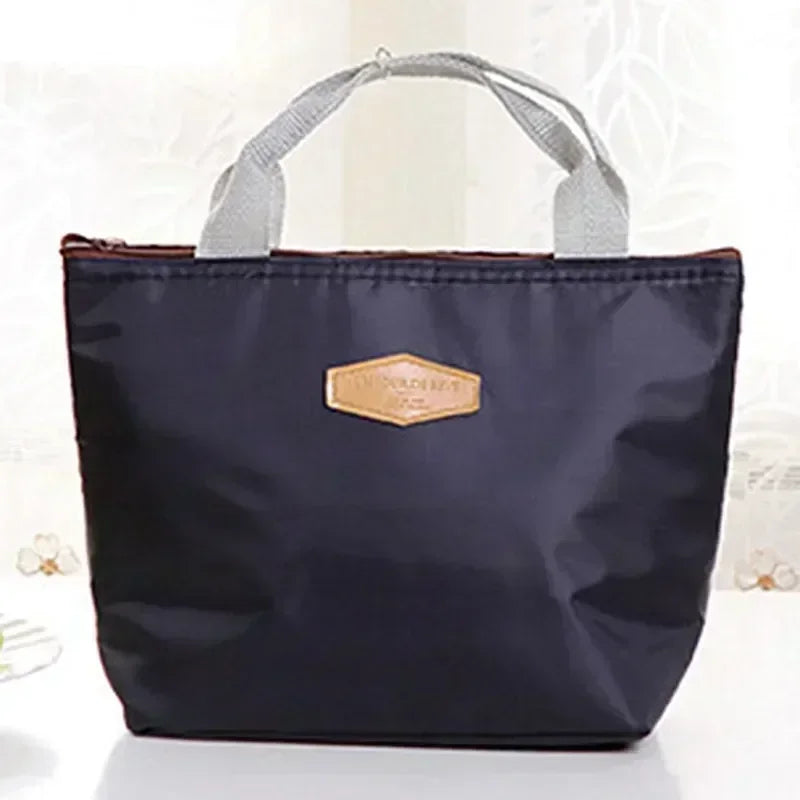 Lunch Box Camping Picnic Lunch Bag Solid Color Portable Insulated Refrigerated Cold Food Cooler Thermal Bag Handbag Hot