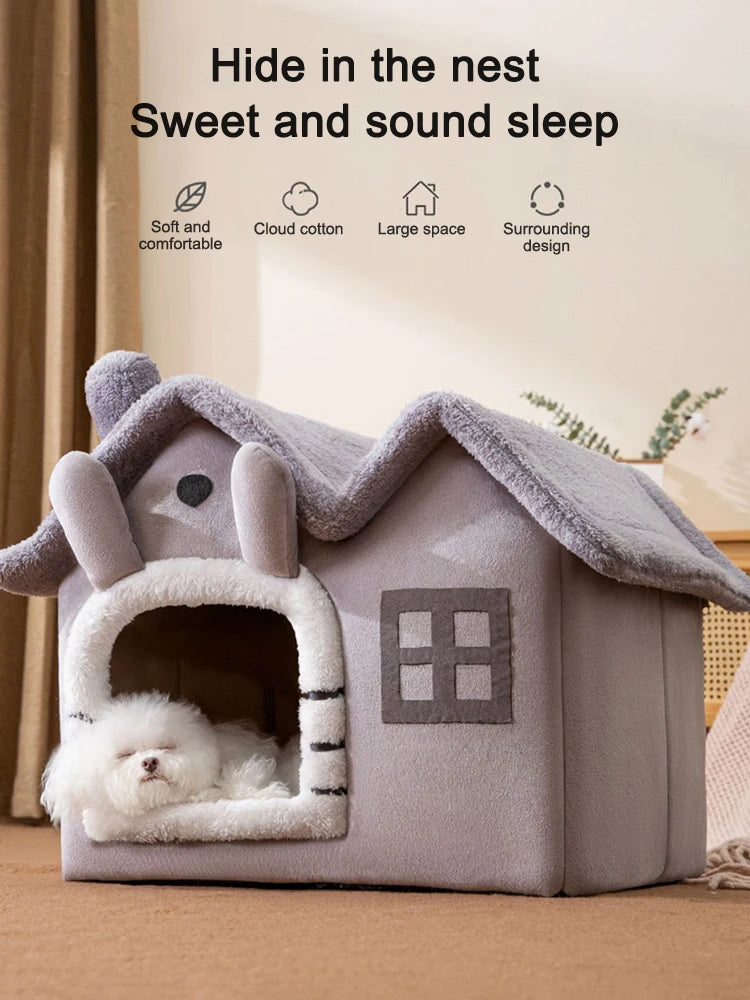 Foldable Dog House Kennel Bed Mat For Small Medium Dogs Cats Winter Warm Cat Bed Nest Pet Products Basket Pets Puppy Cave Sofa