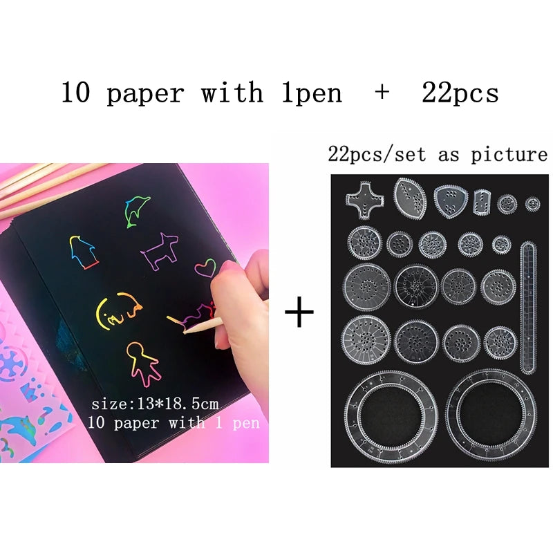 Funny Spirograph Drawing Toys Set Montessori Education Geometric Ruler Toys Drawing Accessories Creative Educational Kids Toy