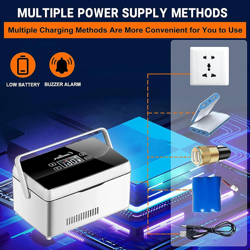 Insulin Refrigeration Box Medicine Cooler With 2 Batteries Large Capacity Car Refrigerator Suitable For Outdoor and Travel