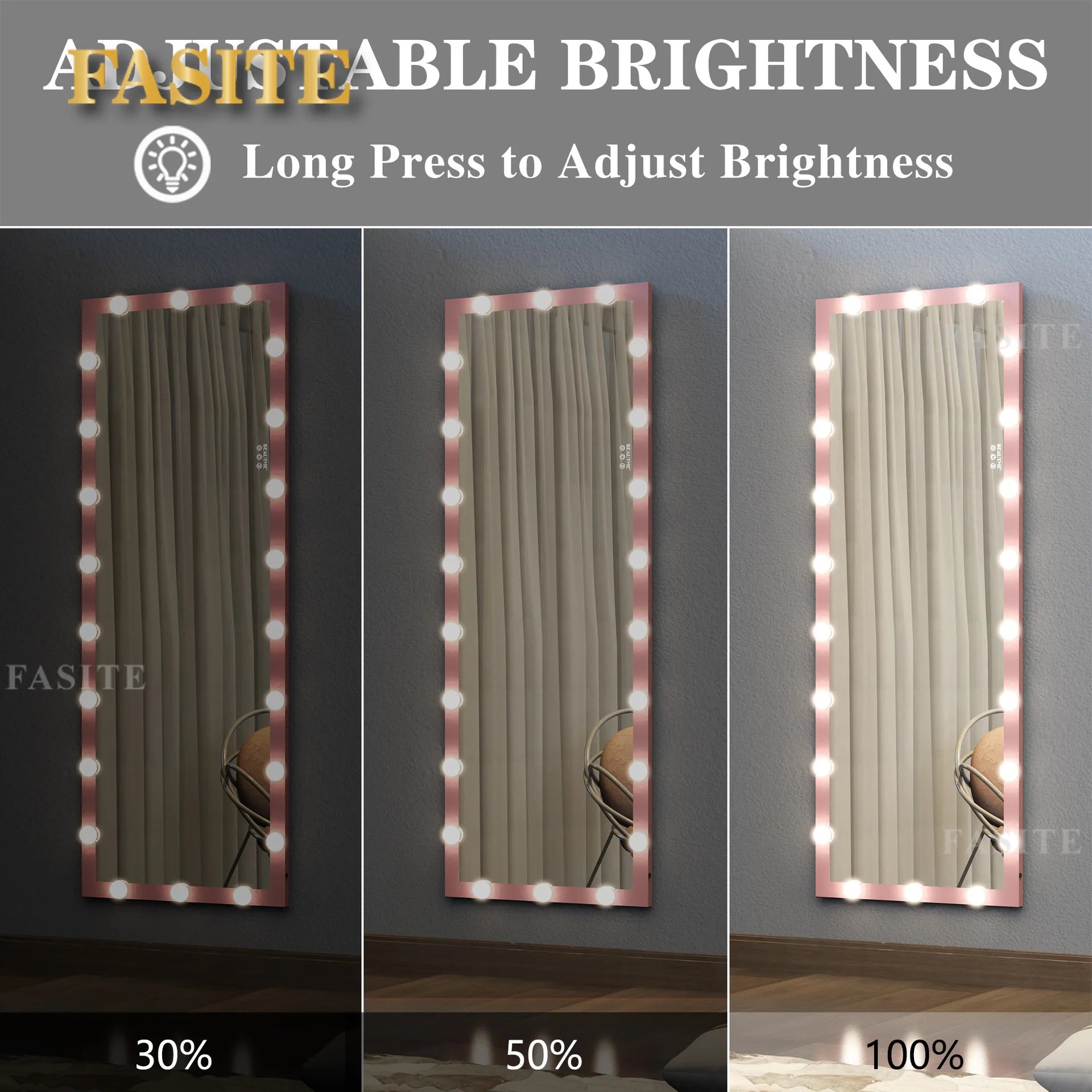 Smart LED full-body mirror with lamp bedroom wall-mounted fitting mirror household vertical floor-to-ceiling mirror