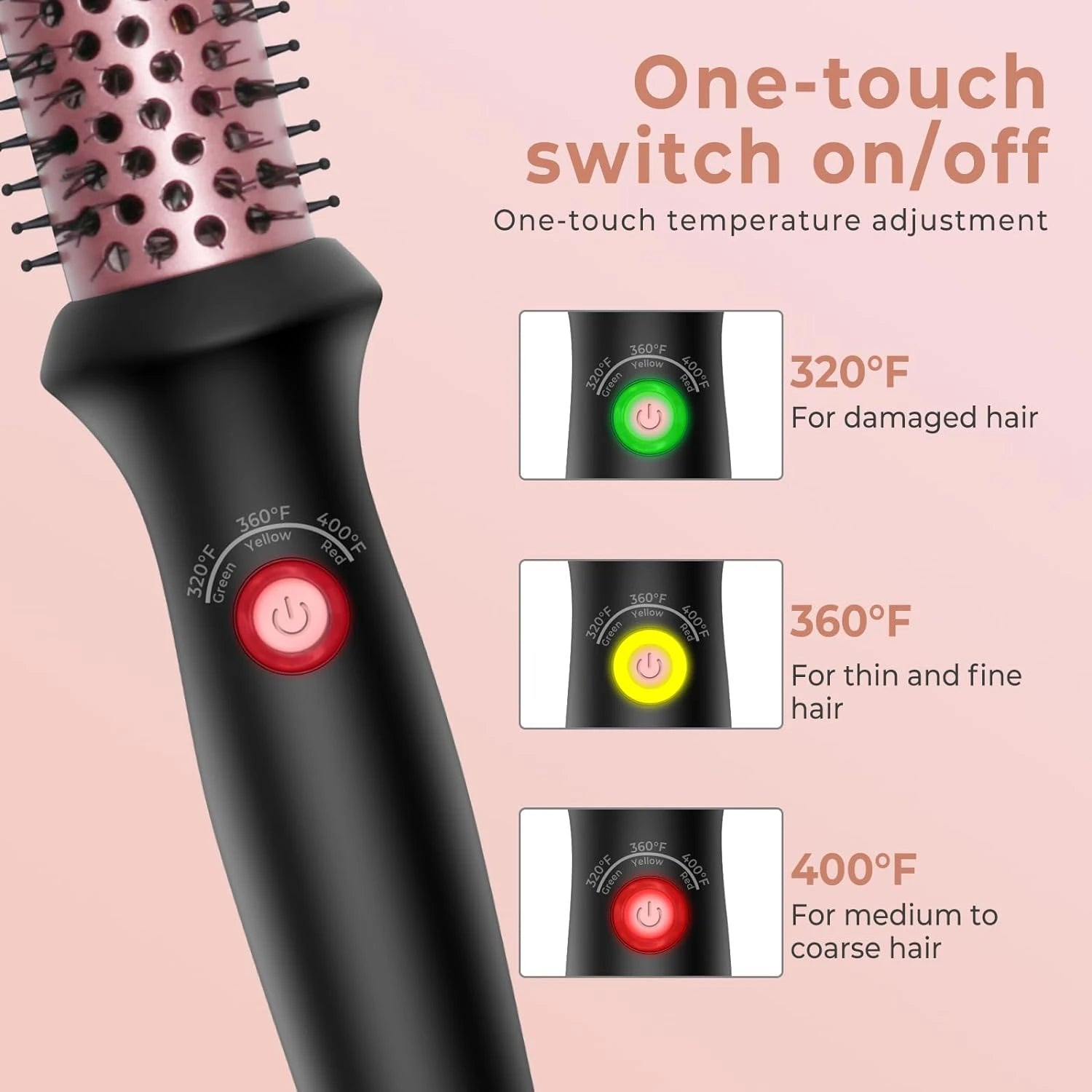Voluminous Thermal Brush for Curling Hair, 1.25 Inch Ceramic Tourmaline Ionic Heated Curling Iron Comb with LCD Display, Adjusta