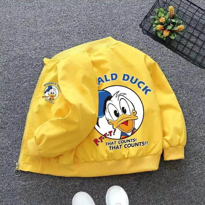 New Autumn Baby Boys Girls Jacket Fashion Cartoon Donald Duck Print Outerwear for Kids Clothes Spring Children Windbreaker Coats