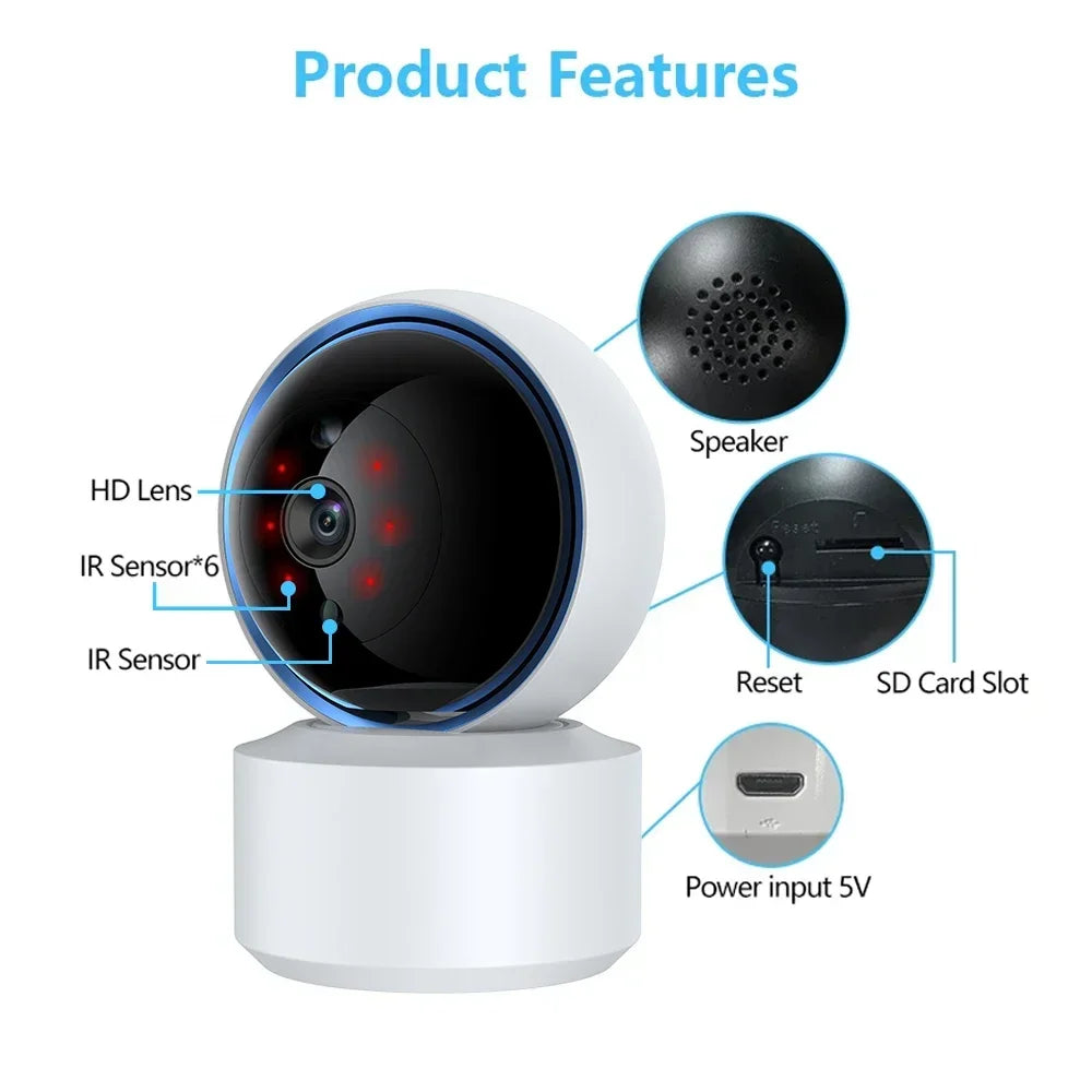 Tuya Smart 360° PTZ Security Camera with AI Motion Tracking- Baby/Pet/House Monitor,2-Way Talk,Ultra - Clear IR Night Vision