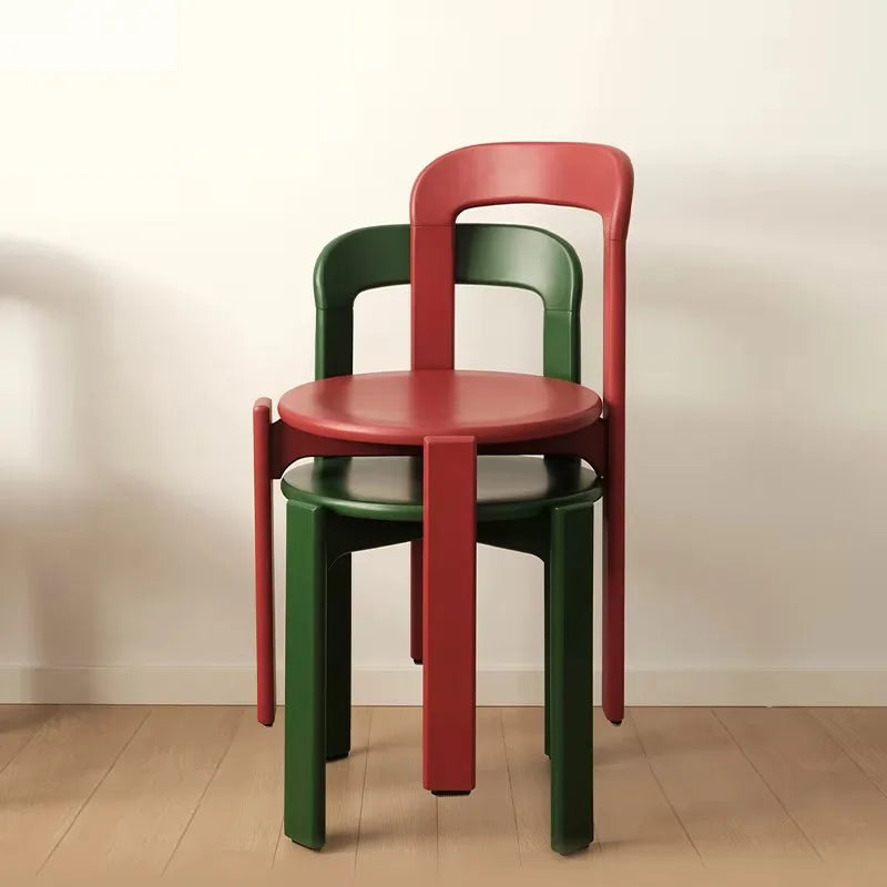 Rey Chair Nordic Beech Solid Wood Plywood Dining Stackable Vintage Curved Backrest Swiss Chair