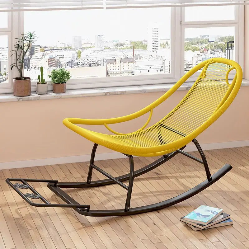 Rocking Recliner Garden Chair Widened Rocking Recliner Rattan Rainbow Rocking Chair Home Living Room Leisure Recliner
