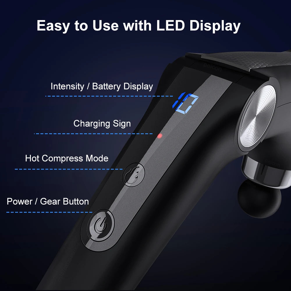 Fascia Massage Gun Shoulder Massager Electric Muscle Massage Machine High Frequency Back Waist Body Massage with Extended Handle