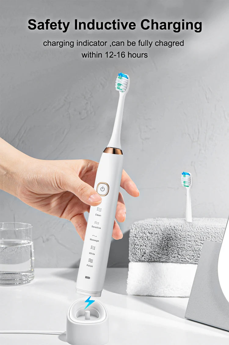 Sonic Electric Toothbrush Smart Ultrasonic Dental Teeth Whitening Rechargeable Adult Tooth Brush Sarmocare S100 With8 Brush Head