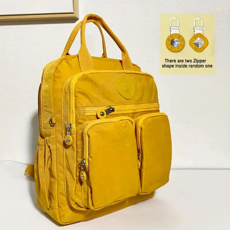 Fashion Woman Backpack Waterproof Nylon Soft Handle Solid Multi-pocket Travel Zipper Feminina School Bags Laptop Backpack