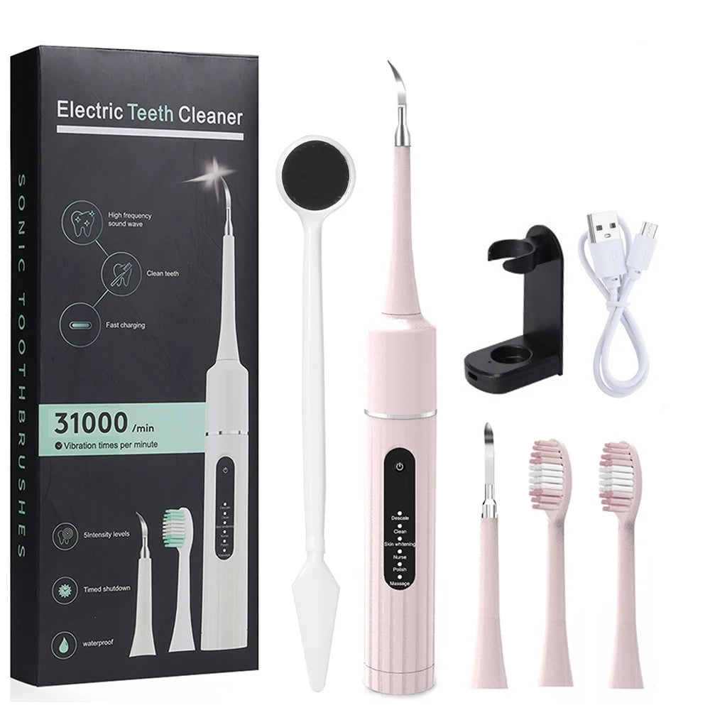 Sonic Electric Toothbrush - Dual purpose dental cleaner, home portable calculus removal care and toothbrush tool