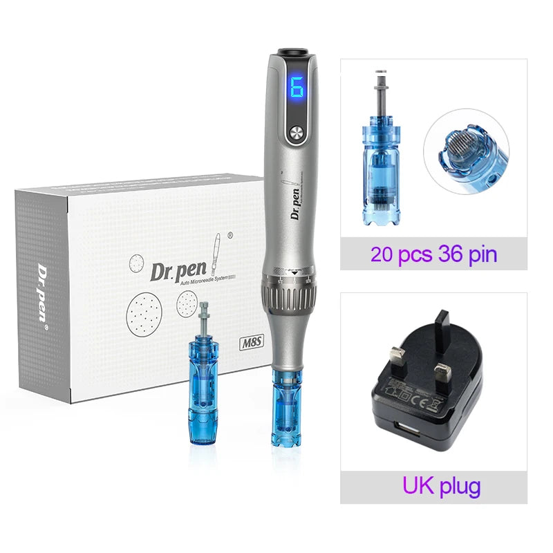 Authentic Dr pen Ultima M8S With 22 pcs Needle Pin Anti Back Flow Microneedling Pen Skincare Wireless  Derma Pen Beauty Machine