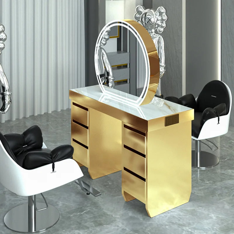 Barber shop hair salon special single and double-sided floor mirror table barber shop special hair mirror