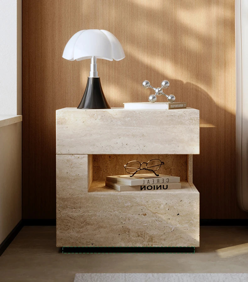 Wabi Sabi Minimalist Nightstands Rectangle Trendy Premium Glam Nightstands Bedroom Hidden Storage Mesilla De Noche Furniture