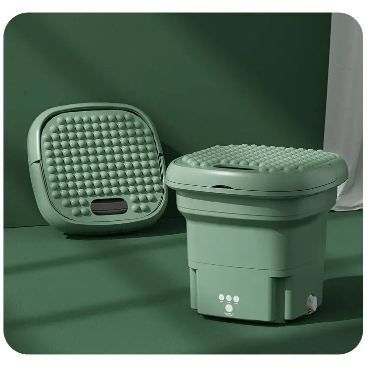 Portable folding washing machine With Spin Dryer Household Automatic Blue Light Sterilization Mini Underwear Laundry Washer