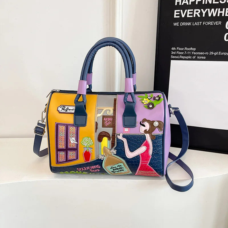 Fashion Women PU Leather Handbags Shoulder Bag Large Capacity Ladies Zipper Messenger Bags for Women Casual Boston Crossbody Bag