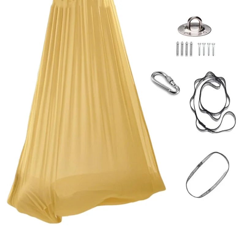 1.5*2.8m Elastic Swing Hammock Indoor and Outdoor (Including Fixing Hardware) Elastic Swing Adjustable Aerial Yoga Adult Healing Hammock Swing Set, Elastic Fabric Hammock. Embrace the Swing, a Hanging Swing Hammock, Suitable