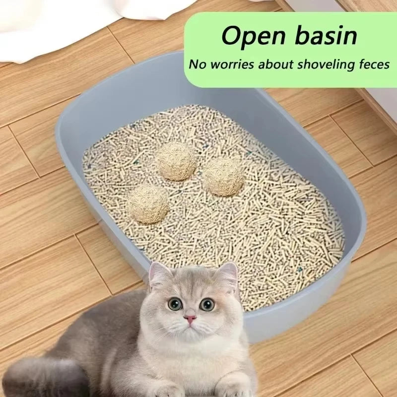 Cat Litter Box Large Capacity Semi-closed Plastic Anti-Splash Cats Toilet Bedpan Big Oversized Cat Tray Bedpan Cat Toilet Bowl