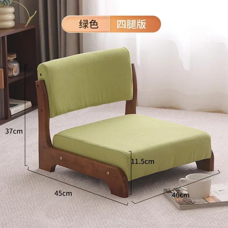 Japanese Tatami Chair Backrest Solid Wood Bed Legless Seat Bay Window Single Lazy Sofa Floor Chair Bedroom Sitting Furniture