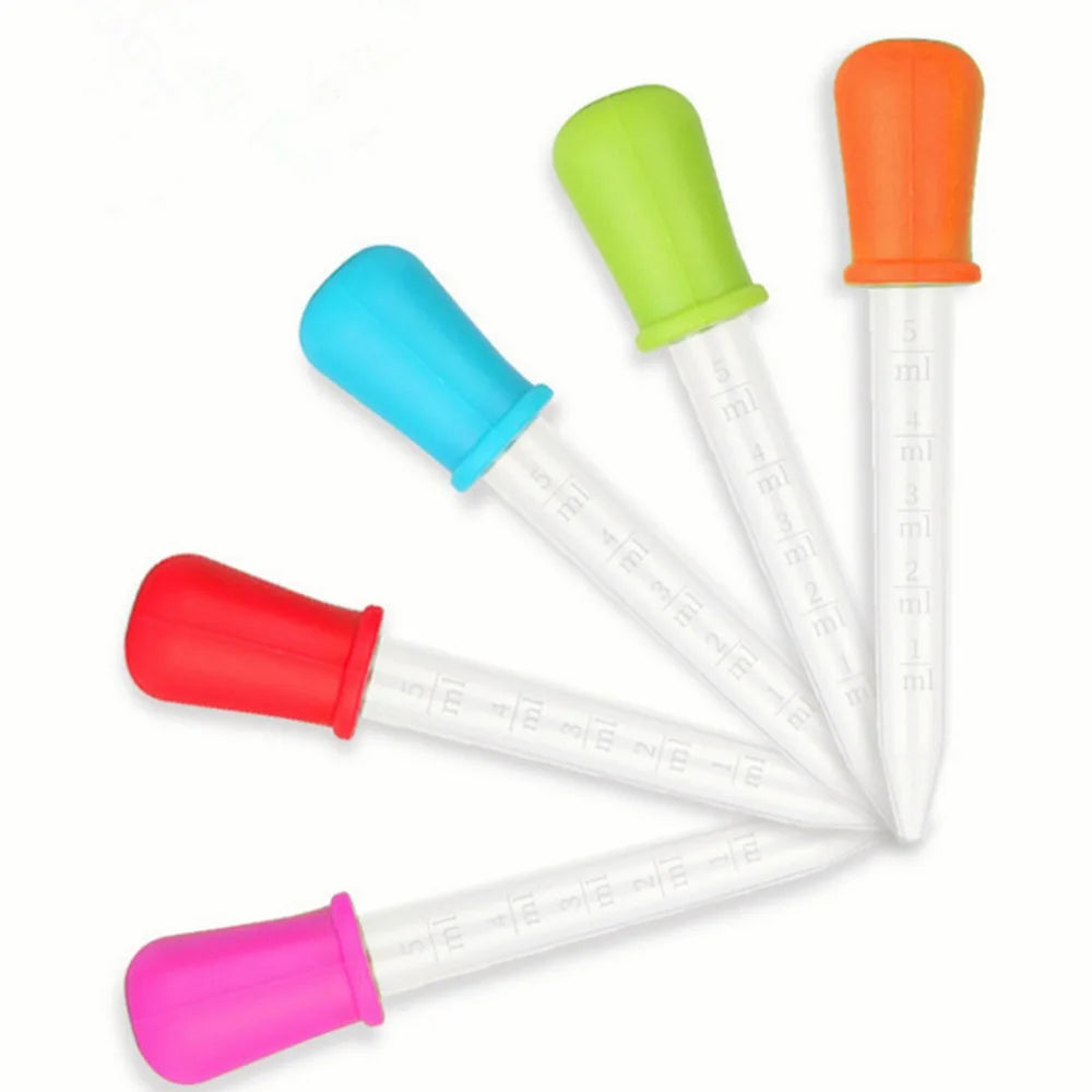 5PCS 5ml Small Silicone Plastic Pipette Dropper Feeding Medicine Liquid Eye Ear Pipette Dropper Lab Experiment Toys Gift