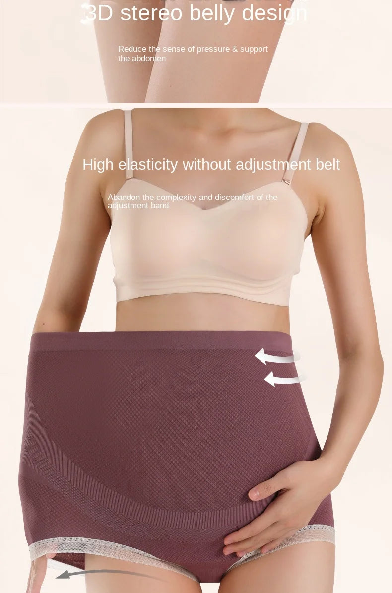 3PCS Maternity Panties High Waist Pregnant Panties Adjustable Belly Support Briefs for Pregnant Women Lace Solid Cozy Intimates
