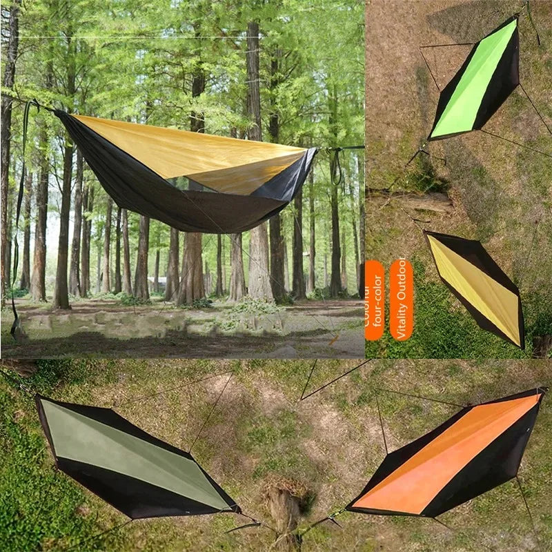 Outdoor 2-in-1 sunshade double-person anti-rollover mosquito-proof hammock, camping quick-opening hammock, with storage hammock