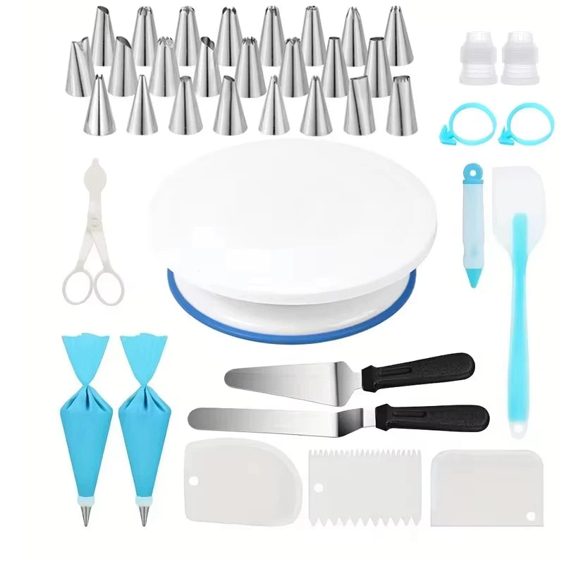 Cake Making Tools Kit For Decorating Include Plastic Rotating Cake Turntable Icing Smoother/Spatula DIY Cake Decorating Set Tool