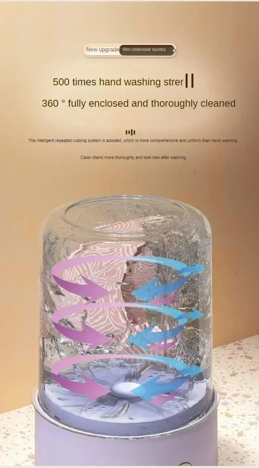 Mini Washer Underwear&Socks Washer Rechargeable Wireless Portable for Travel/Home/Dormitory with Laundry Cup Washing Machine