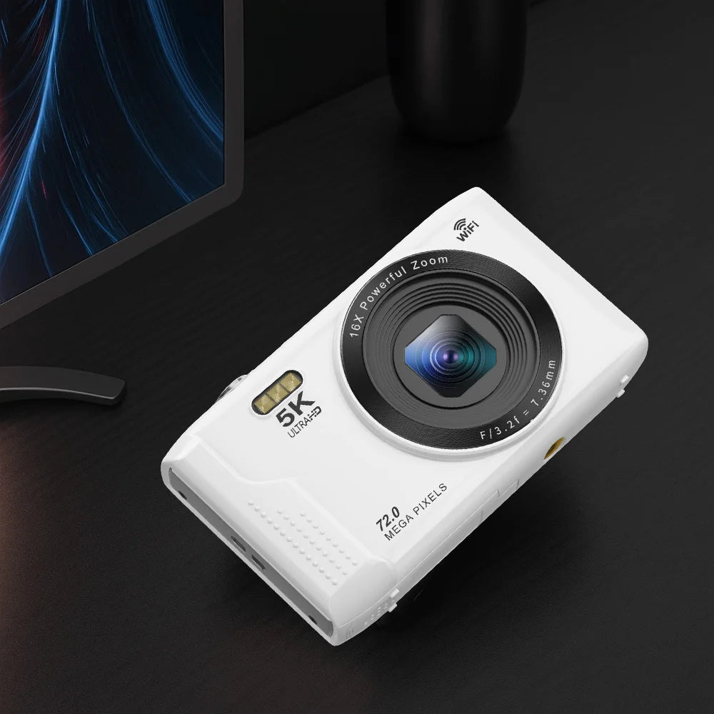 Ourlife Compact Digital Camera 5K 72MP 2.8'' Screen LCD Screen 16X Digital Zoom Vintage Photography Vlog Video Recorder YouTube